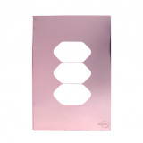 Placa p/ 3 Tomadas 4x2 -  Novara Glass Ouro Rose 